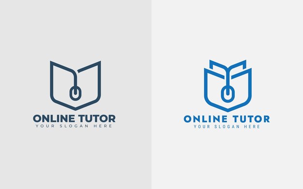 Vector online education logo design elearning logo concepts for book mouse course vector illustration