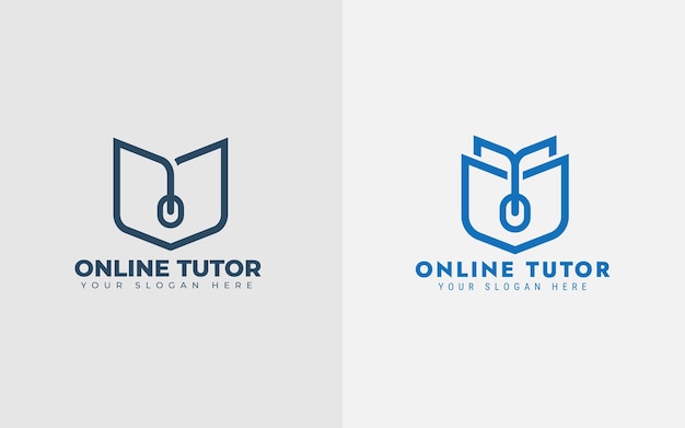 Вектор Дизайн логотипа онлайн-образования elearning концепции логотипа для книжной мыши курсовая векторная иллюстрация