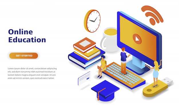 Vector online education modern flat design isometric concept