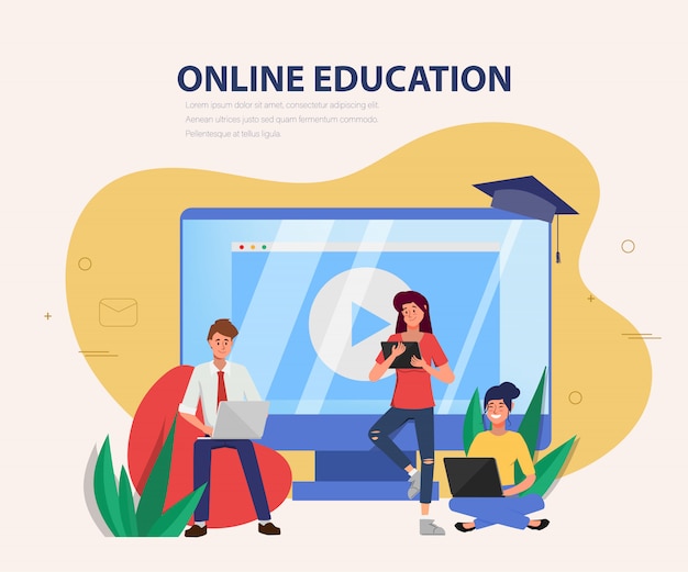 웹 사이트의 온라인 교육.