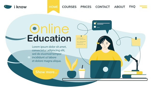 Vector online education page free vector webinar concept illustration