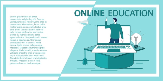 Online education people on the background of a large laptop get
an education using