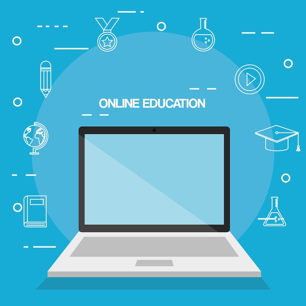 Online education set icons