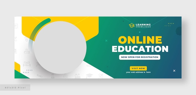 Vector online education social media facebook cover or web banner