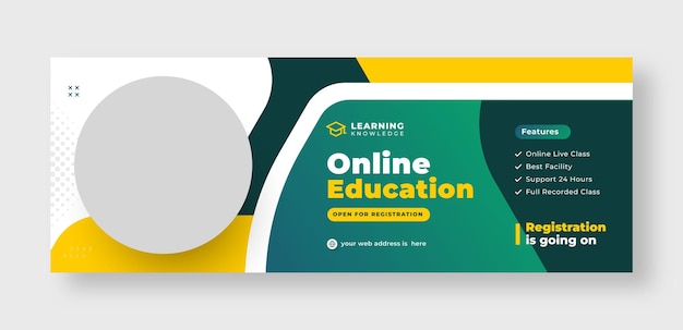 Vector online education social media facebook cover or web banner