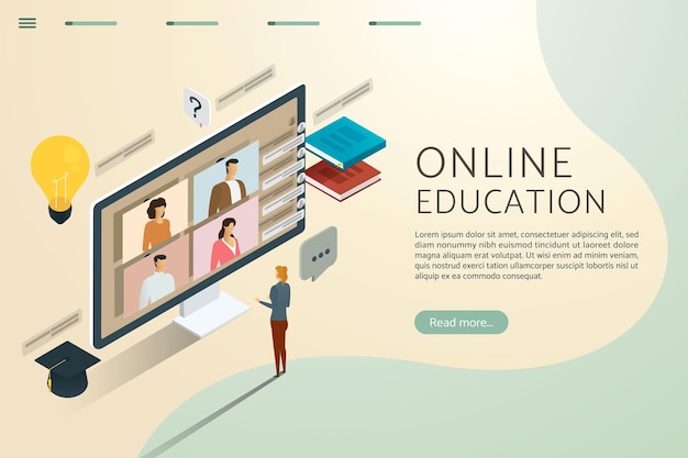 Online education through video call with online links as if studying with fellow students