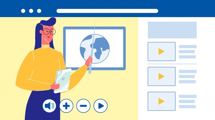 Vector online education, university vector illustration