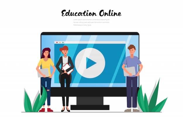 Vector online education on website  .