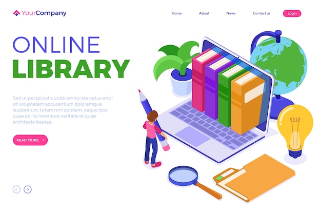 Online education with isometric book library