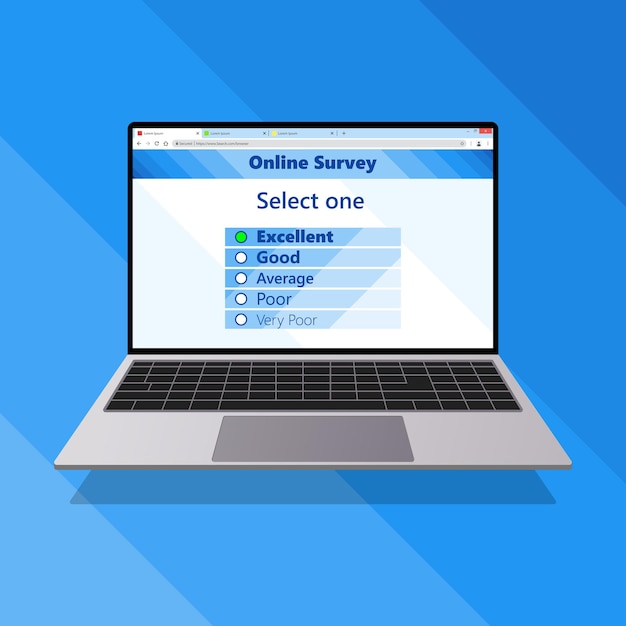 Vector online enquêteformulier op laptop feedbackconcept voor klantenservice