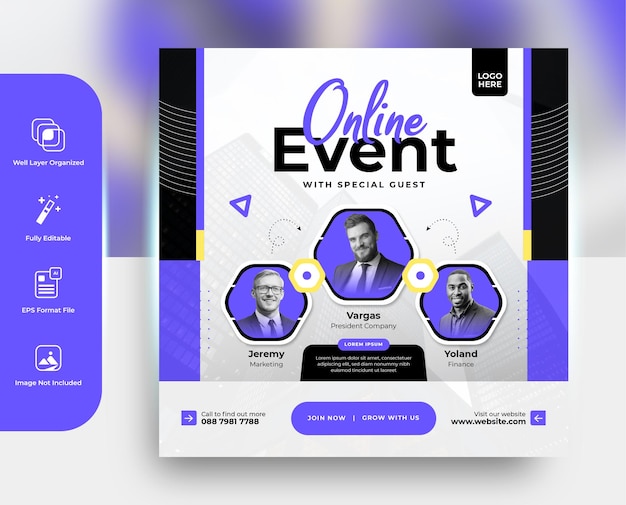 Online evenement live webinar sociale media instagram poster of banner postsjabloon