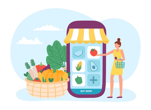 Online farm organic food buying in application