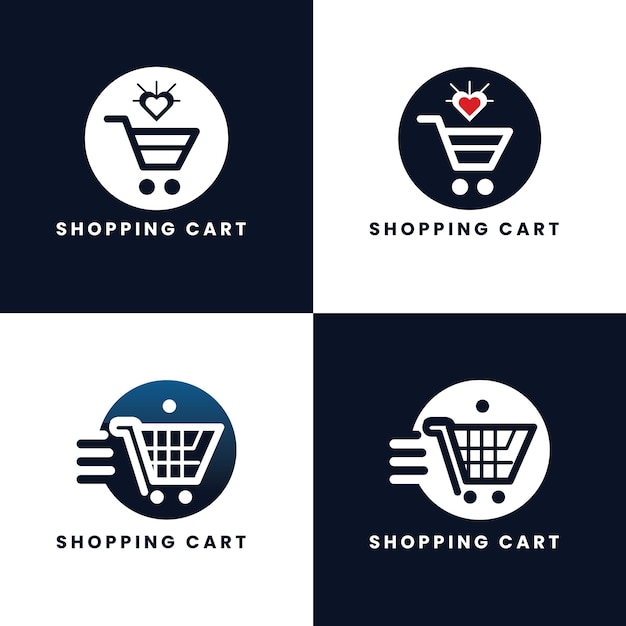 Online fast delivery shopping logo designshopping cart and shopping bag logo vector