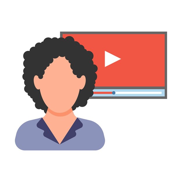 Online filmpje. de vrouw voor de video-uitzending. mensen icoon in platte stijl. vector illustratie