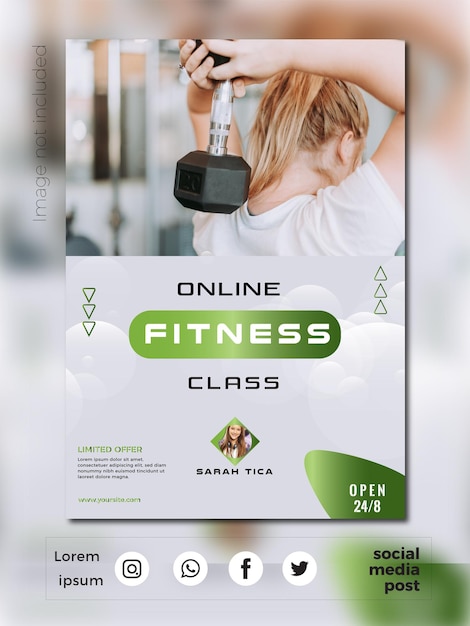 Vector online fitness class social media post template