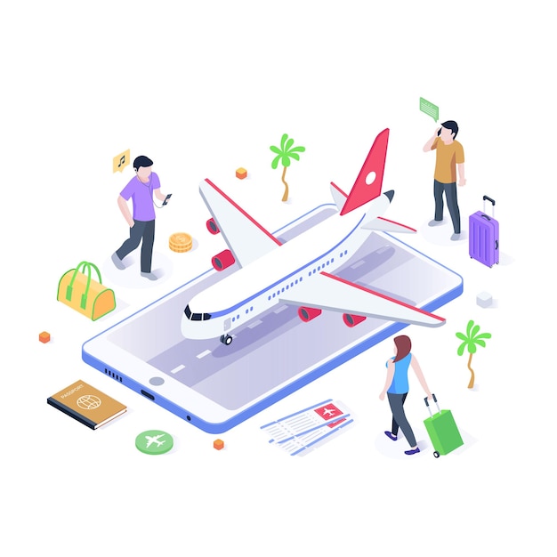 an online flight booking illustration vector