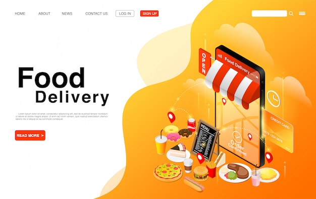 Vector online food delivery service.