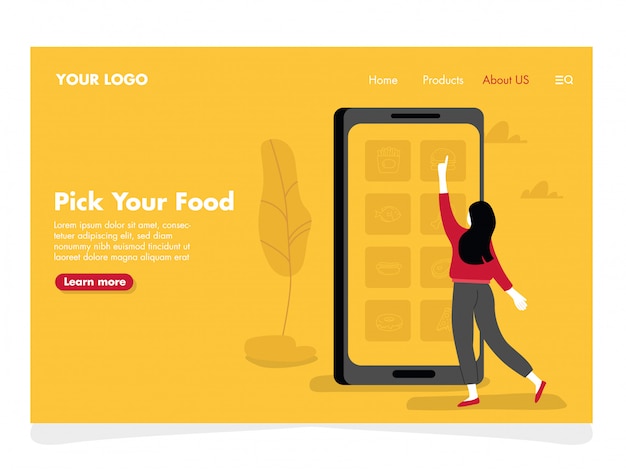 Вектор Интернет продовольственная иллюстрация для целевой страницы