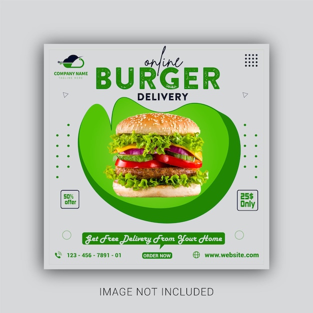 Vector online food menu delivery and restaurant social media banner vector template premium eps