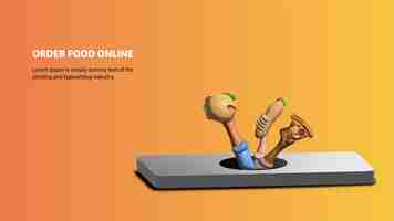 Vector online food order 3d poster design creative