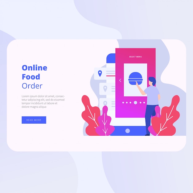 Online Food Order Landing Page Website Vector Design