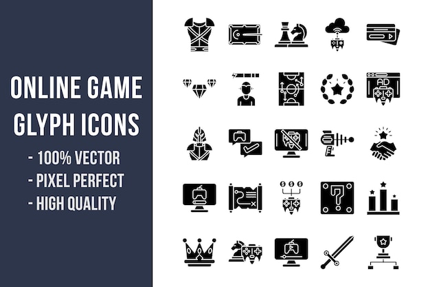 Online Game Glyph Icons