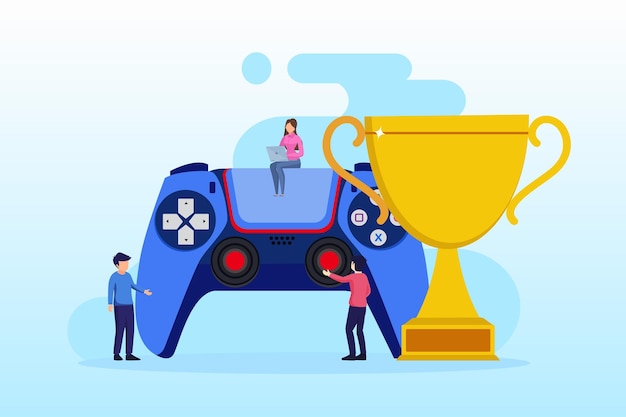 Vector online game tournament illustration flat vector template