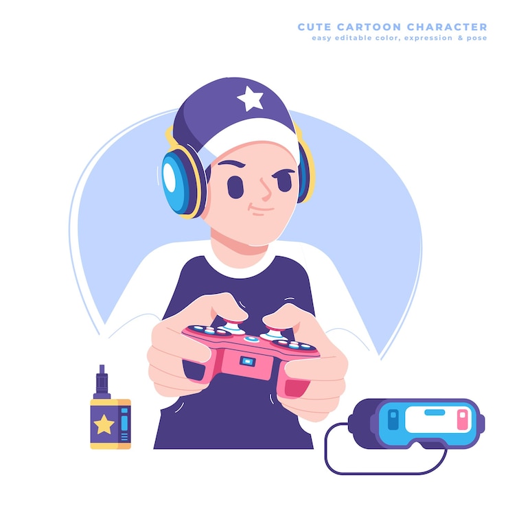 Vector online gamer character illustration design