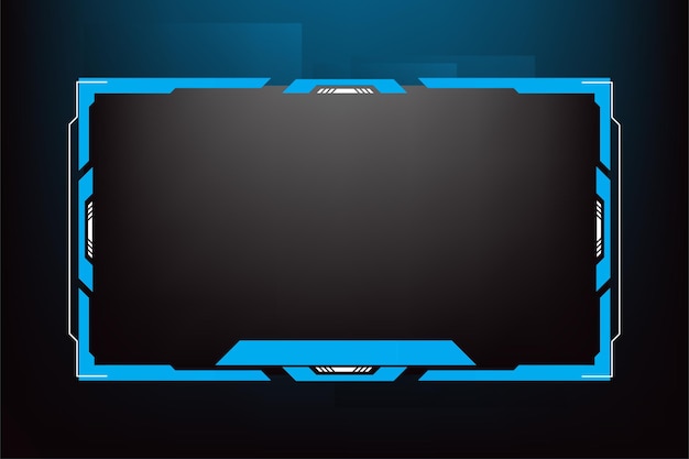 Online gaming overlay lay-out vector met blauwe kleuren Uitzending schermpaneel decoratie met online knoppen op een donkere achtergrond Scherminterface en framerandontwerp voor live gamers