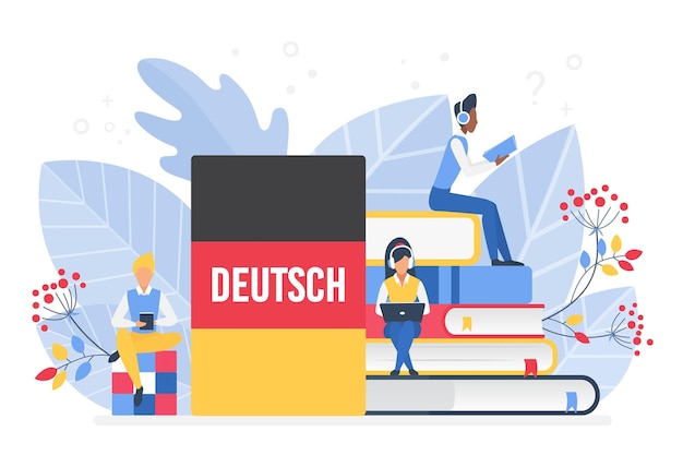 オンラインドイツ語deutsch語学コースリモートスクールまたは大学のコンセプト