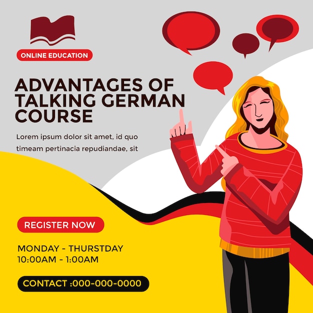 Online german language course webinar poster design great for social media post template