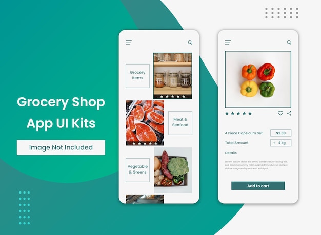 Vector online grocery shop app ui design