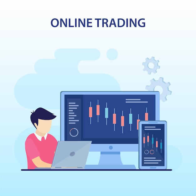 Online handelsconcept forex handelsstrategie investeren in aandelen premium vector