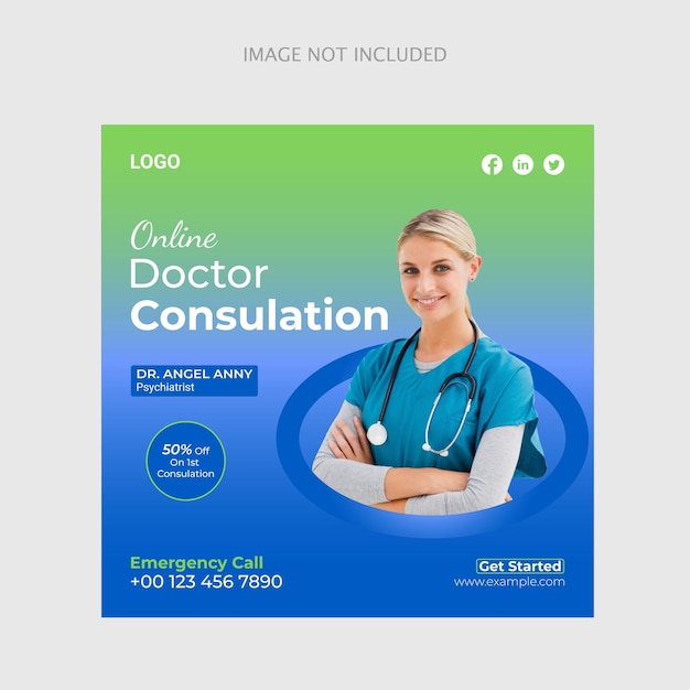 Vector online health consultation social media promotion and banner post design template