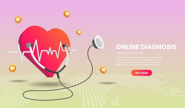 Баннер концепции диагностики здоровья онлайн