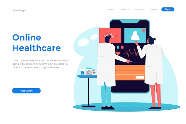 Online healthcare modern flat   illustration