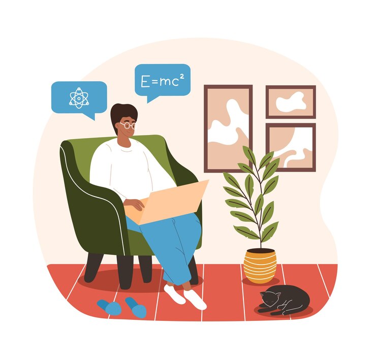 Vector online home education concept