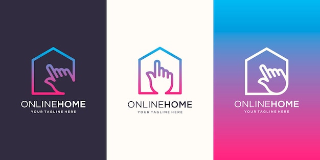 Online Home Logo designs Template. House combined with cursor.