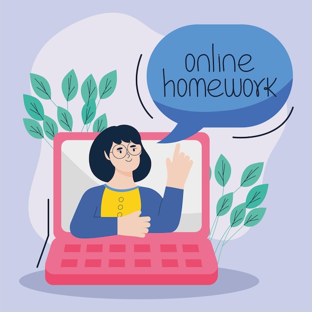 Online homework design with woman