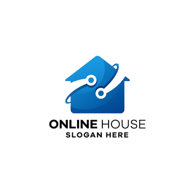 Online House Gradient Logo Template