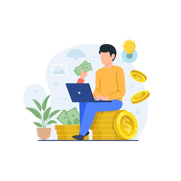 Online income from freelance work vector illustration