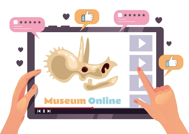 Vector online internet museum galerij technologie concept grafisch ontwerp illustratie