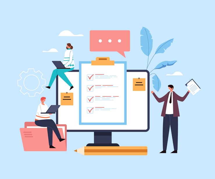 Vector online internet questionnaire concept. 