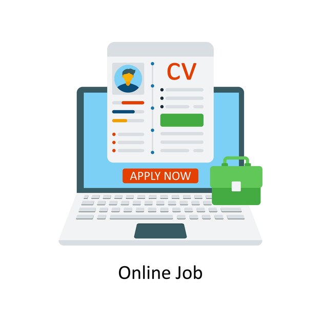 Online Job Concept Flat Icon Style illustration