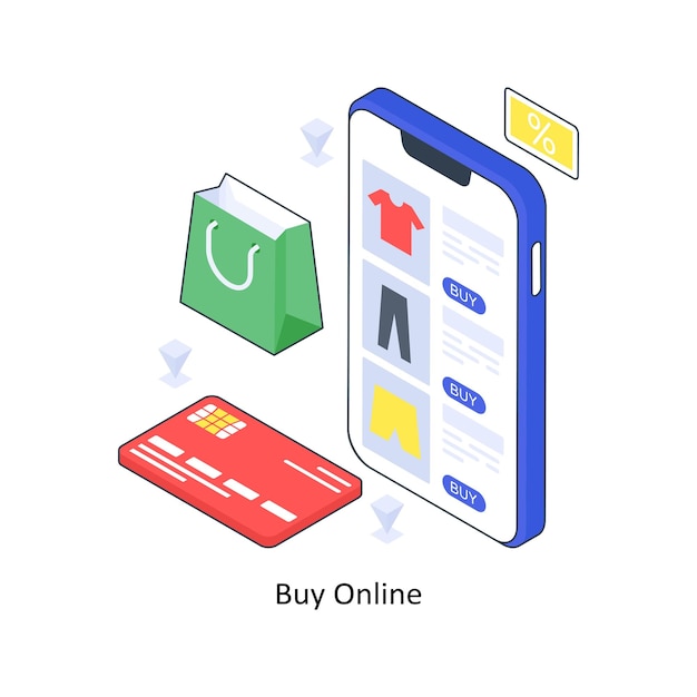 Online kopen isometrische gekleurde illustratie EPS bestand illustratie