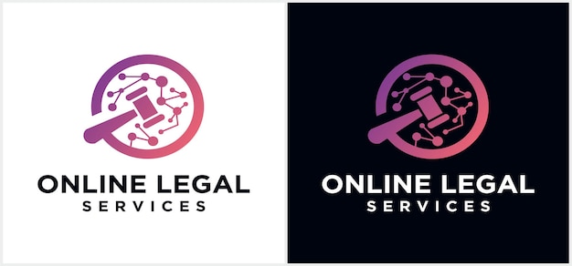 Логотип онлайн-юридической фирмы и технологии юриста, онлайн-правосудие, услуги адвоката