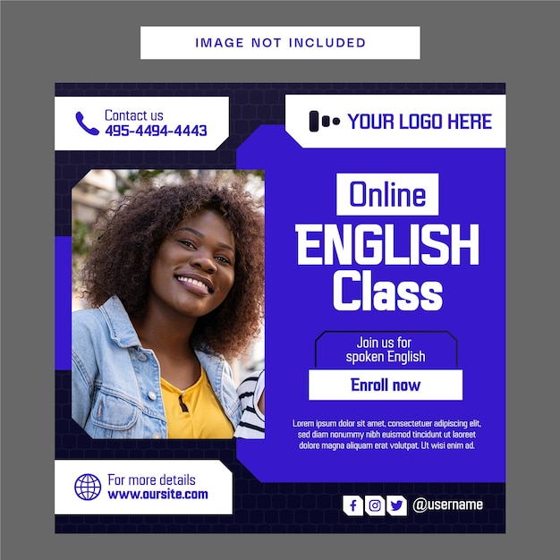 online learn english social media template