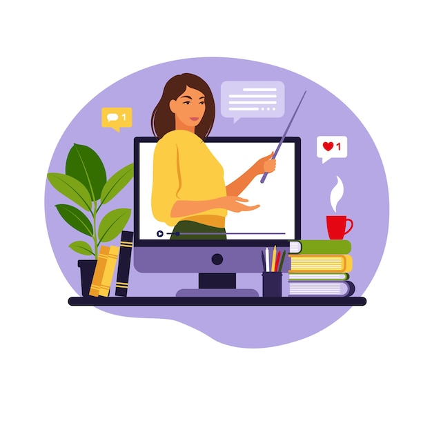 Vector online learning concept teacher