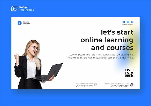 Online learning amp courses banner design template