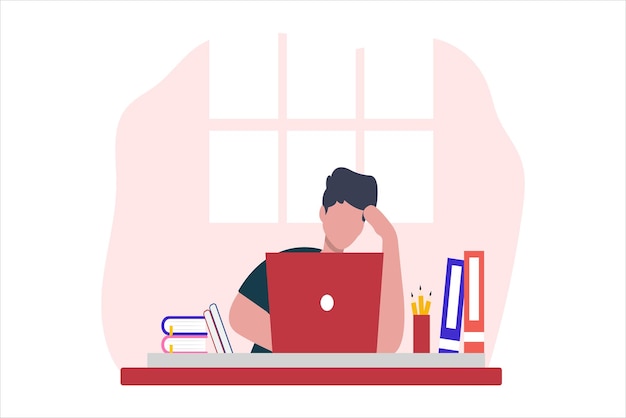 Online learning flat illustration design